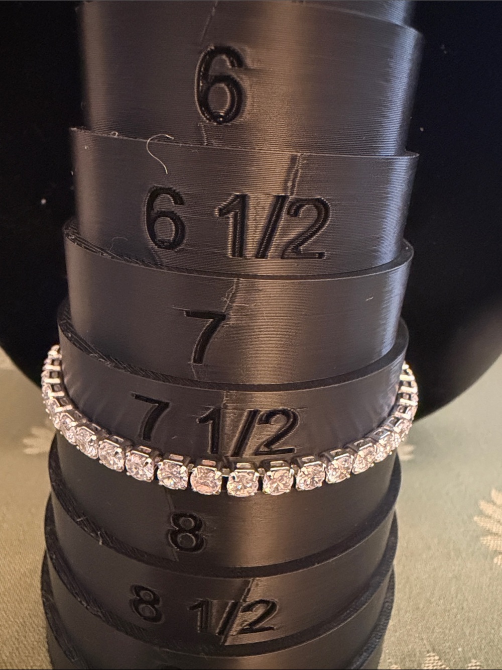 Crystal Tennis Bracelet - Silver Tone - Adjustable